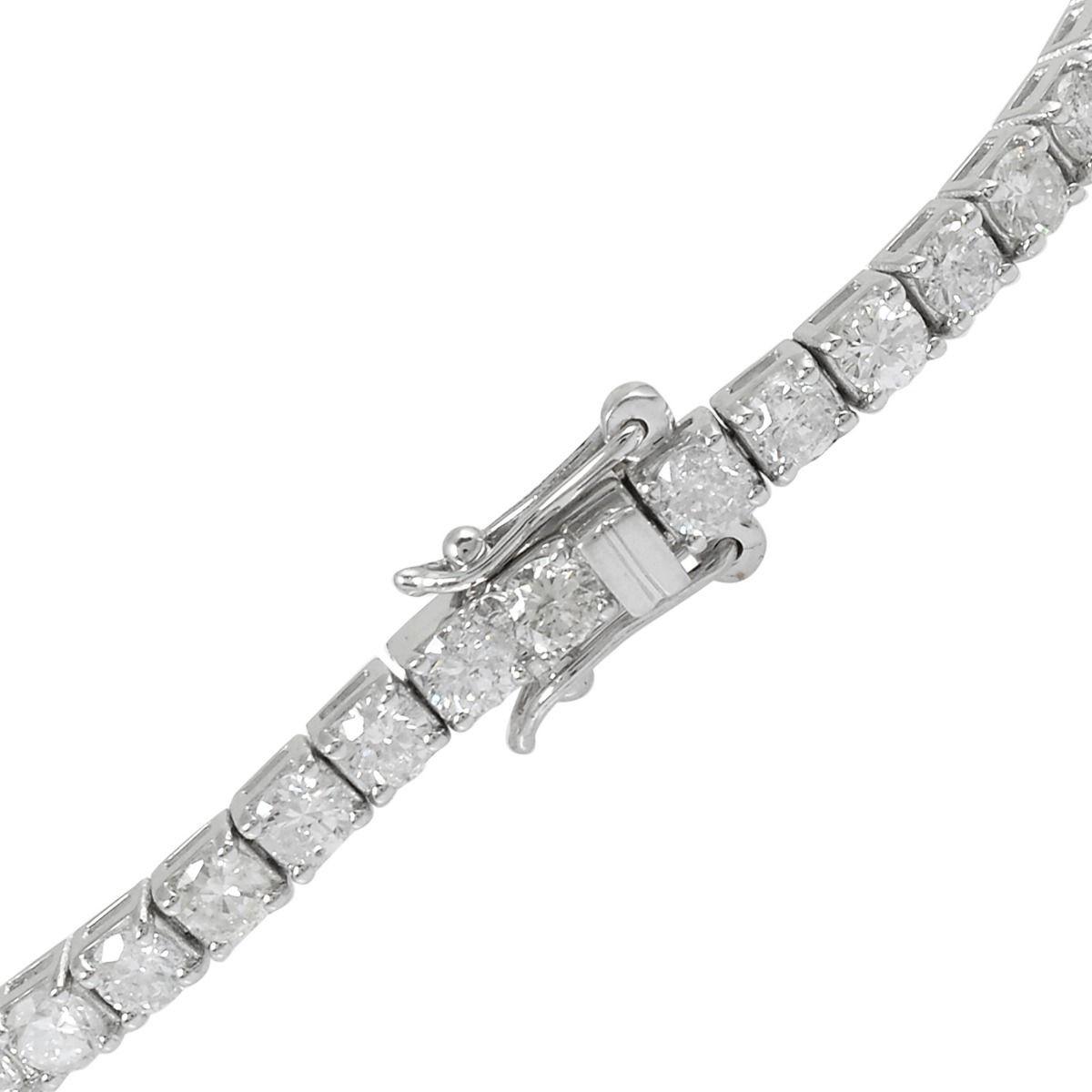 7.95 TCW Solid 18 Kt White Gold SI Clarity HI Color Round Shaped Diamond Dainty Bracelet