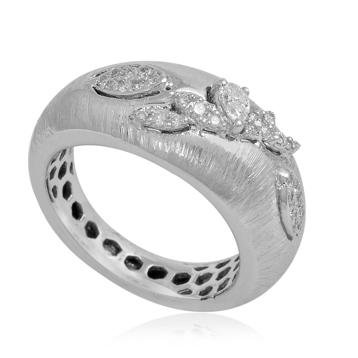 Natural 0.35 Ct SI/HI Pear Diamond Band Ring Solid 18k White Gold Fine Jewelry