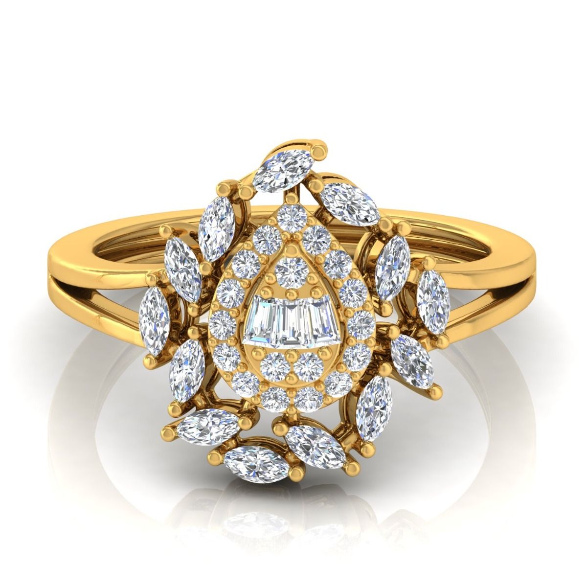 1 TCW Solid 18 Kt Gold SI Clarity HI Color Diamond Anniversary Ring