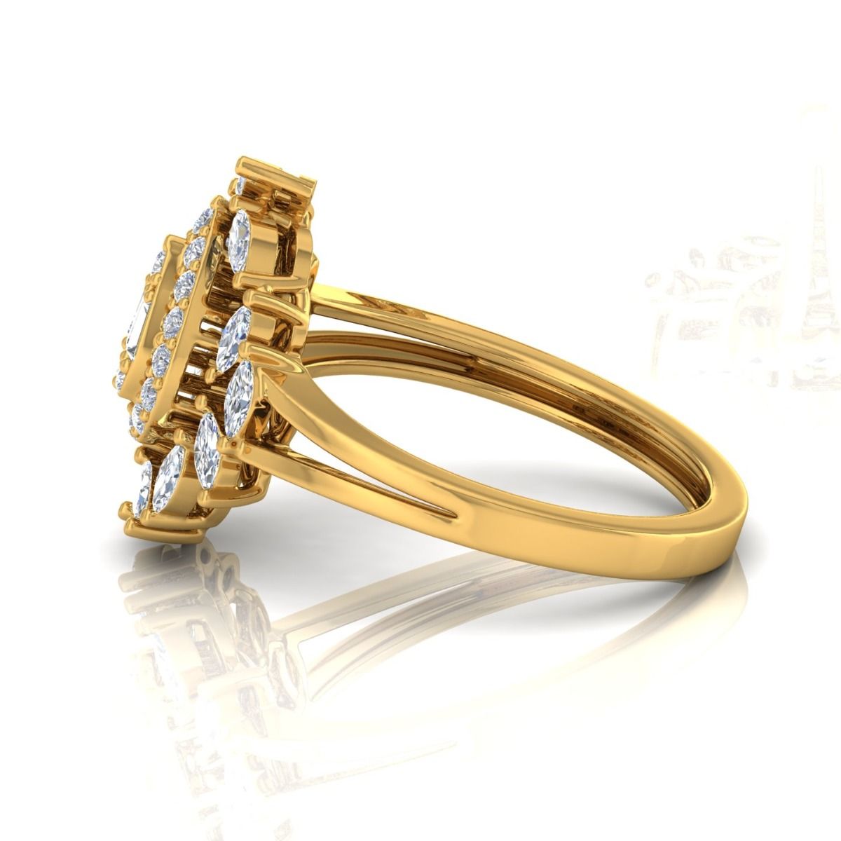 1 TCW Solid 18 Kt Gold SI Clarity HI Color Diamond Anniversary Ring