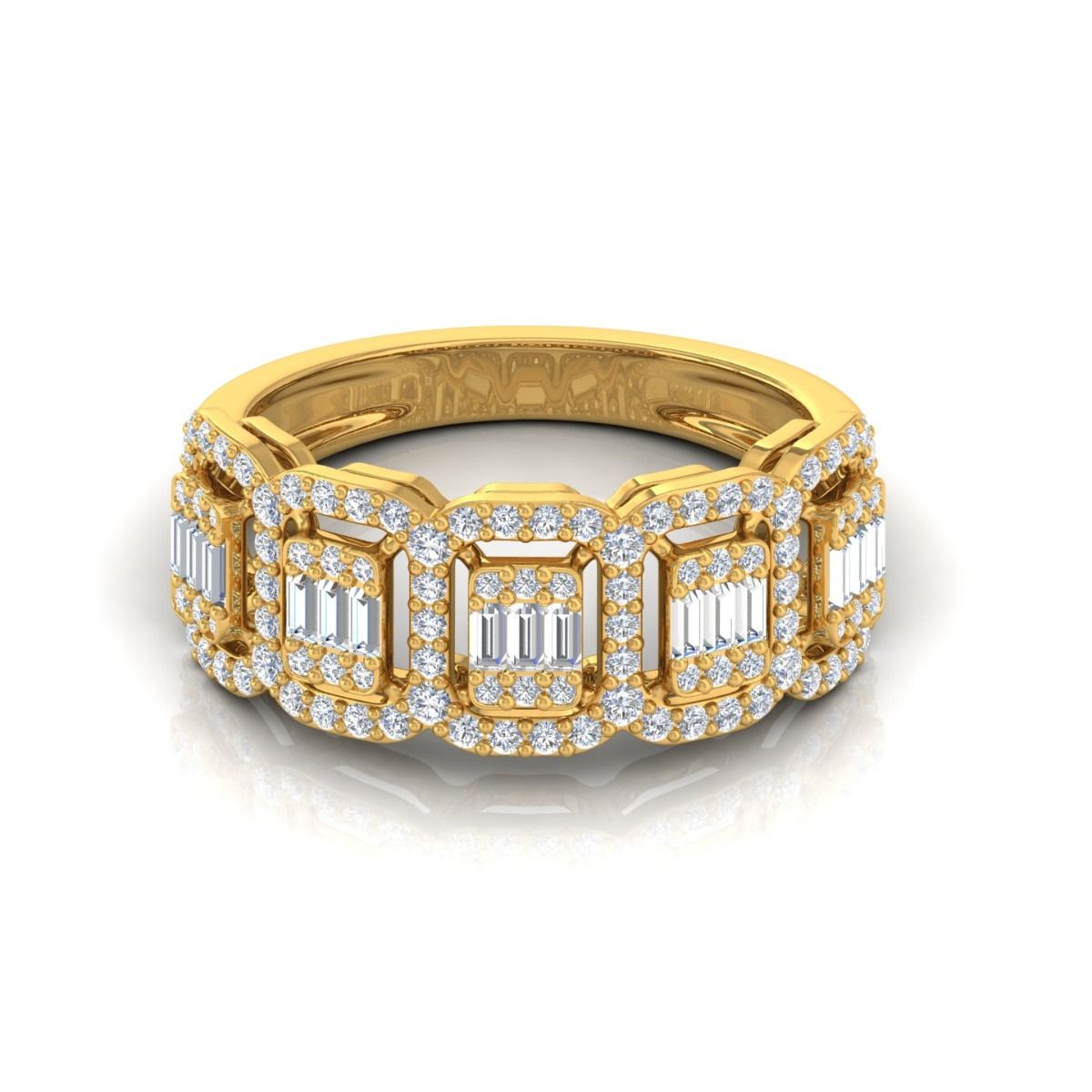 Solid 18 Kt Gold 0.90 Ct. SI Clarity HI Color Baguette Diamond Band Ring Jewelry