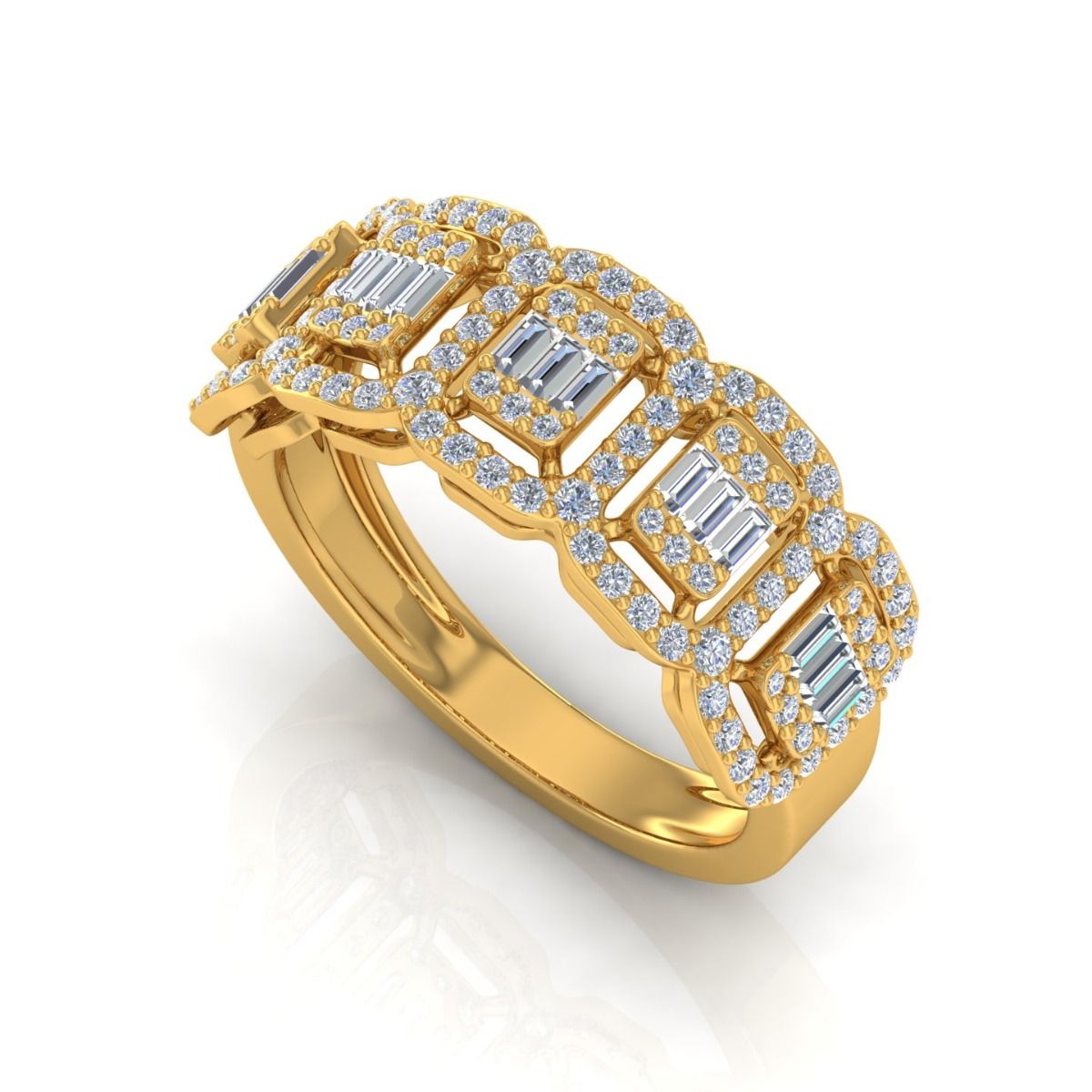 Solid 18 Kt Gold 0.90 Ct. SI Clarity HI Color Baguette Diamond Band Ring Jewelry