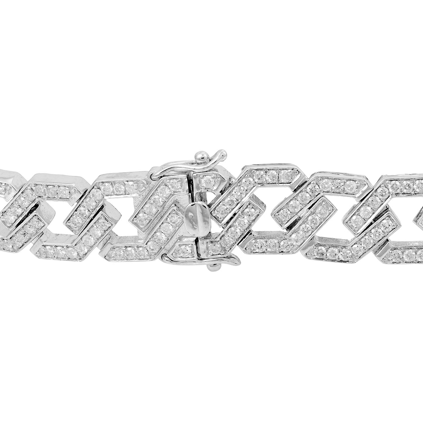 3.1 TCW Solid 18 Kt White Gold SI Clarity HI Color Diamond Link Chain Bracelet