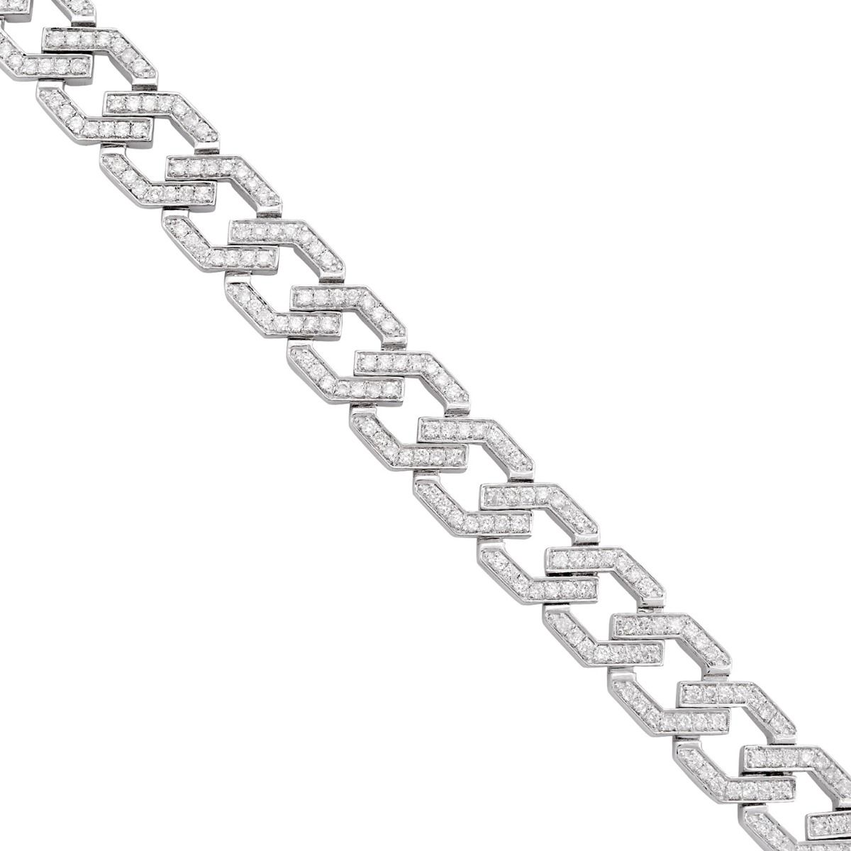 3.1 TCW Solid 18 Kt White Gold SI Clarity HI Color Diamond Link Chain Bracelet