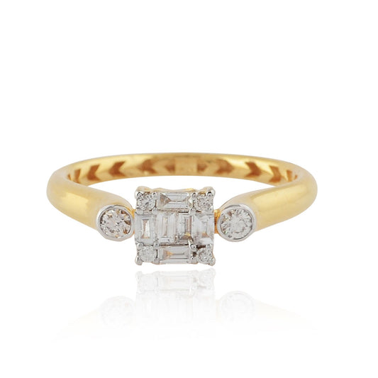 Natural 0.45 Ct. Baguette Diamond Solid 18 Kt Yellow Gold Promise Ring Jewelry