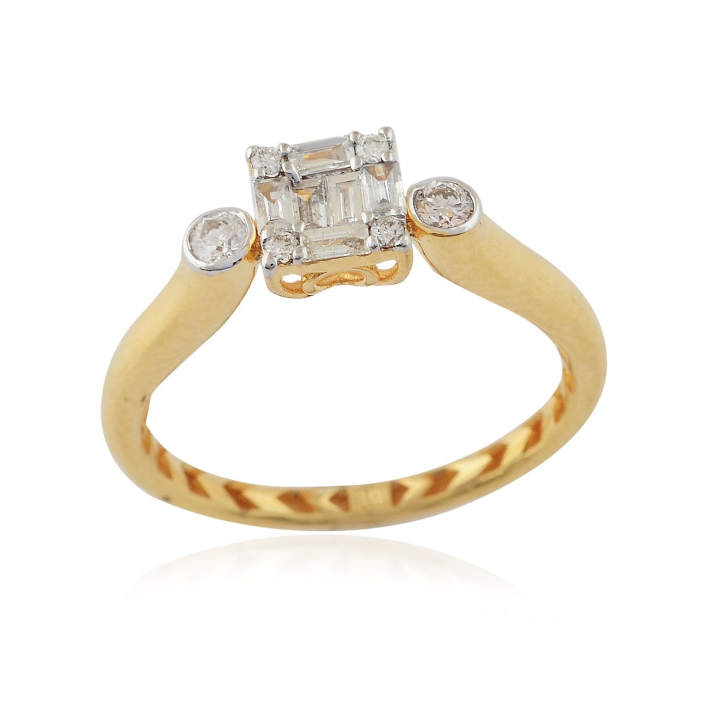 Natural 0.45 Ct. Baguette Diamond Solid 18 Kt Yellow Gold Promise Ring Jewelry