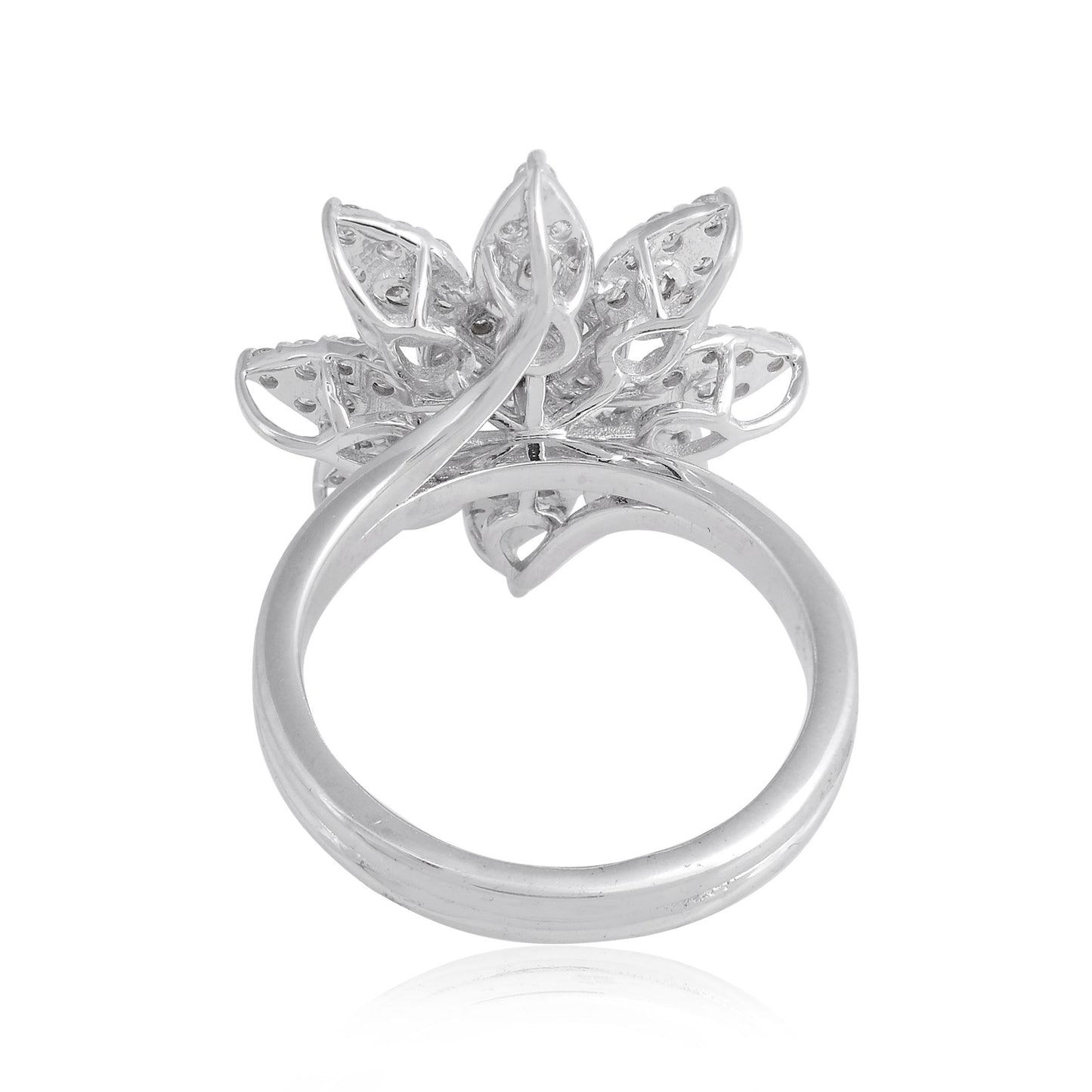 Natural 1.30 Ct SI/HI Baguette Diamond Flower Ring Solid 18k White Gold Jewelry