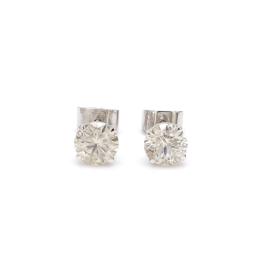 Solid 18 Kt White Gold SI Clarity HI Color Diamond Stud Earrings for Everyday Wear