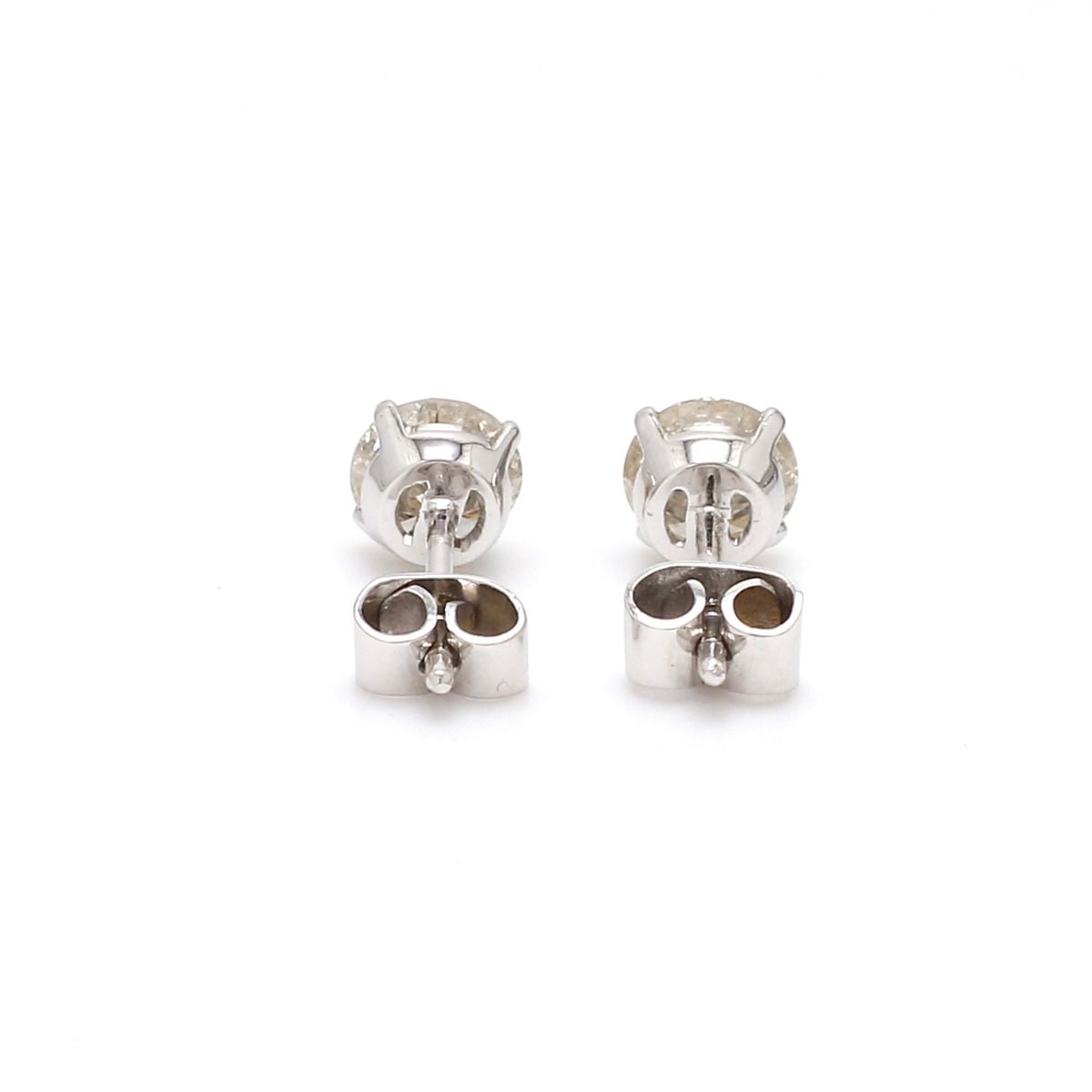 Solid 18 Kt White Gold SI Clarity HI Color Diamond Stud Earrings for Everyday Wear