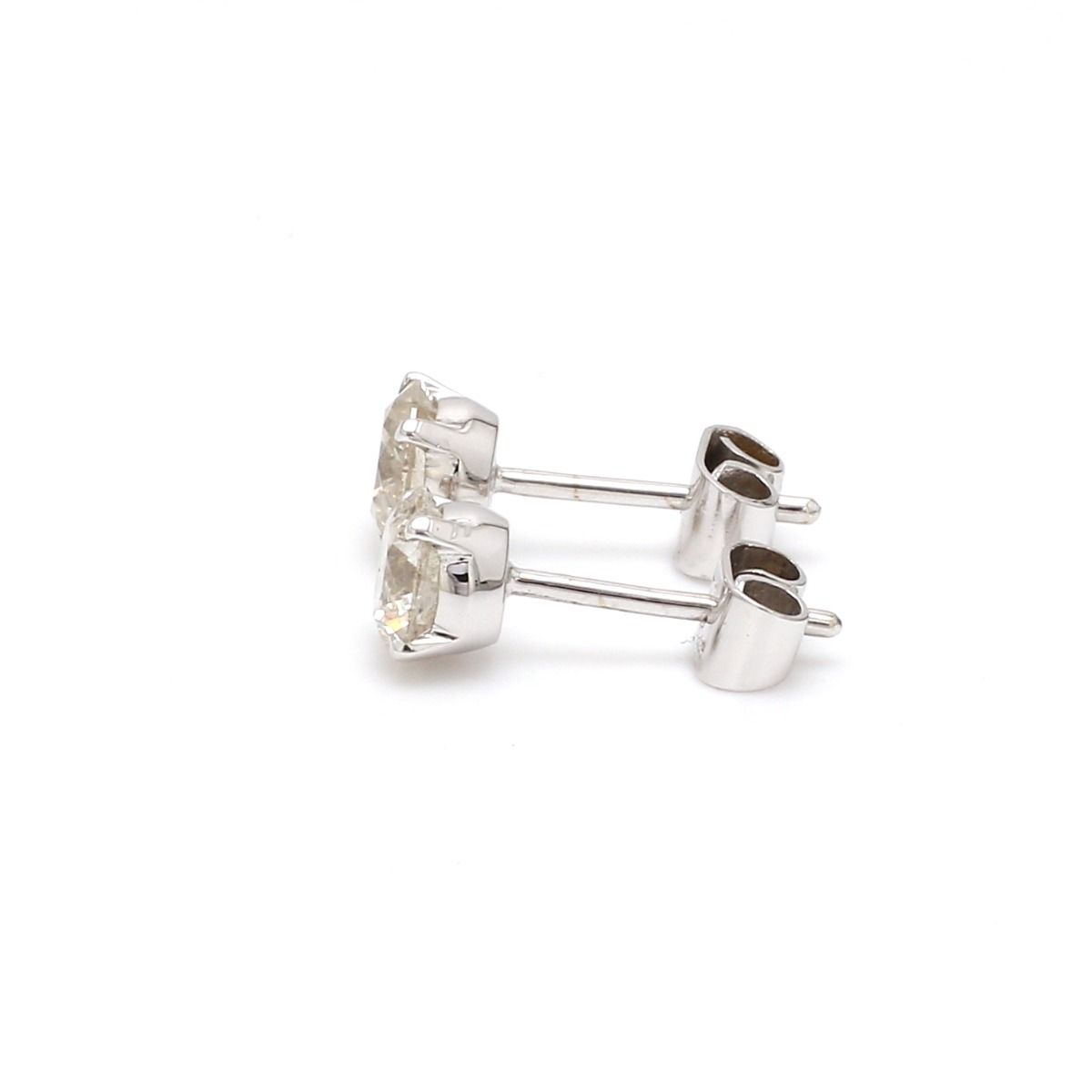 Solid 18 Kt White Gold SI Clarity HI Color Diamond Stud Earrings for Everyday Wear