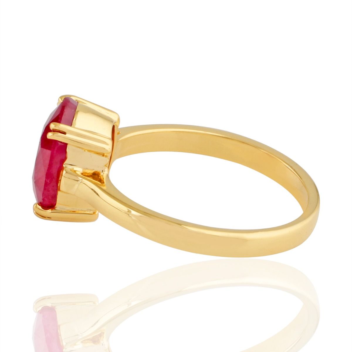 Real Oval Shaped Ruby Solid 18Kt Yellow Gold Ring Jewelry