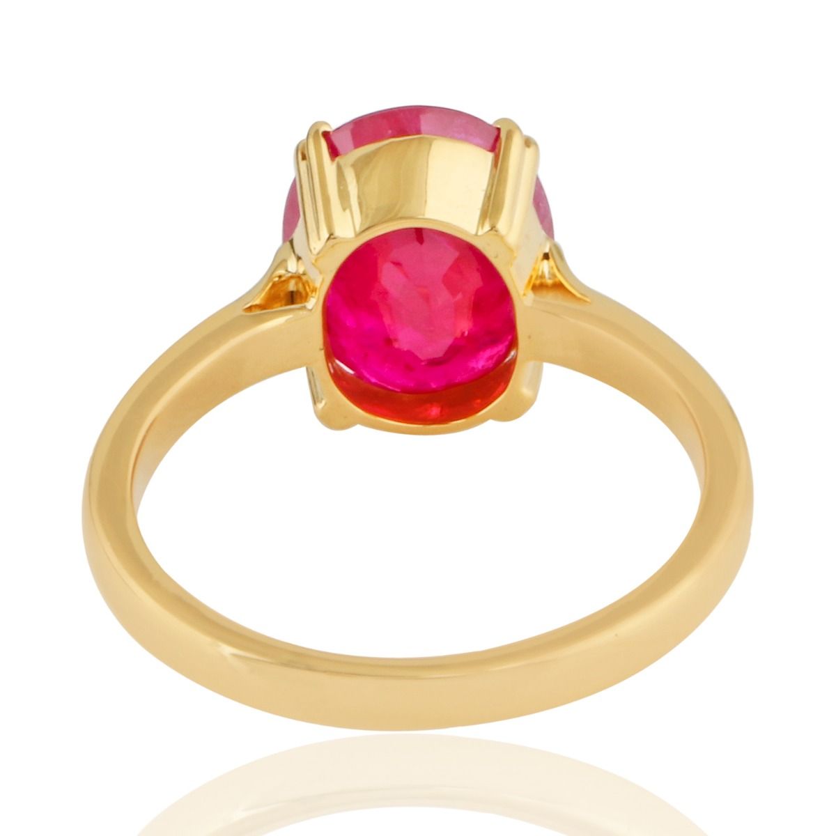 Real Oval Shaped Ruby Solid 18Kt Yellow Gold Ring Jewelry