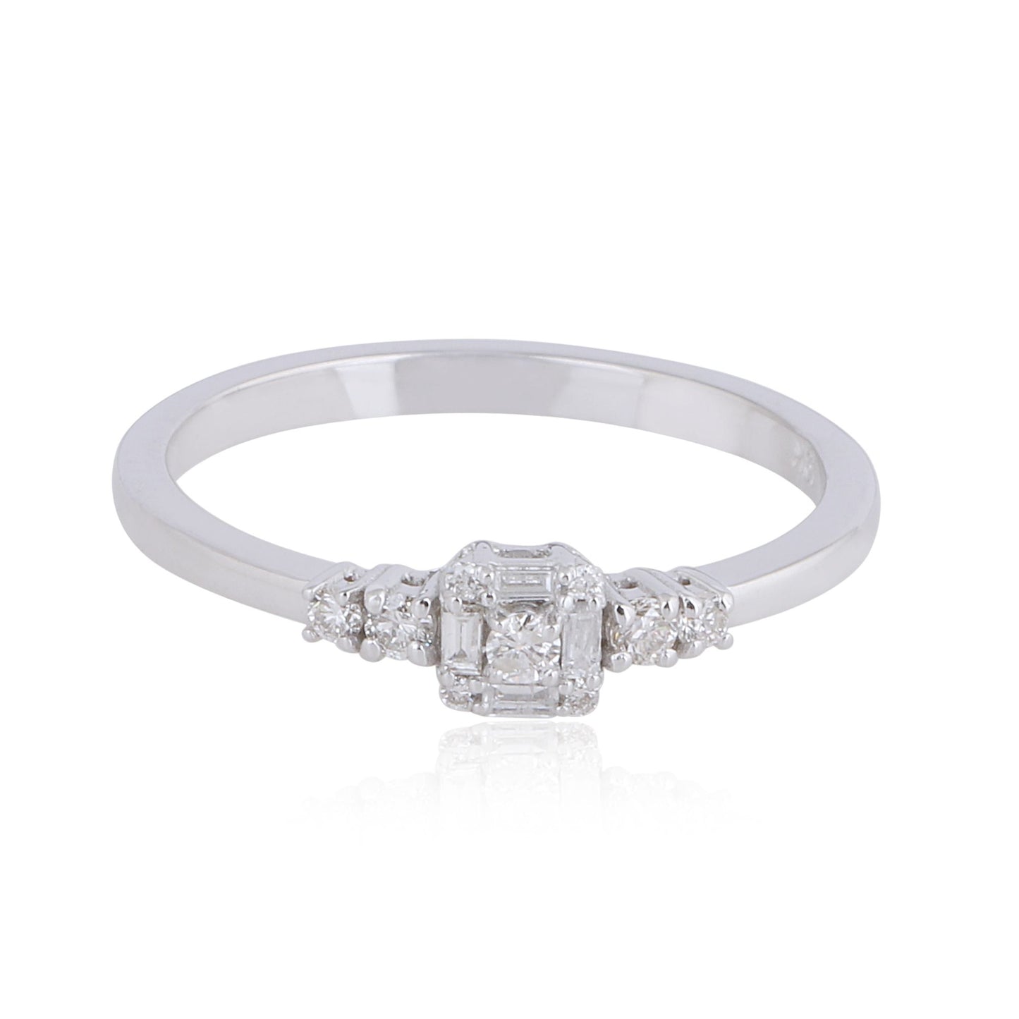 0.2 TCW Solid 18Kt White Gold SI Clarity HI Color Diamond Fine Ring Jewelry