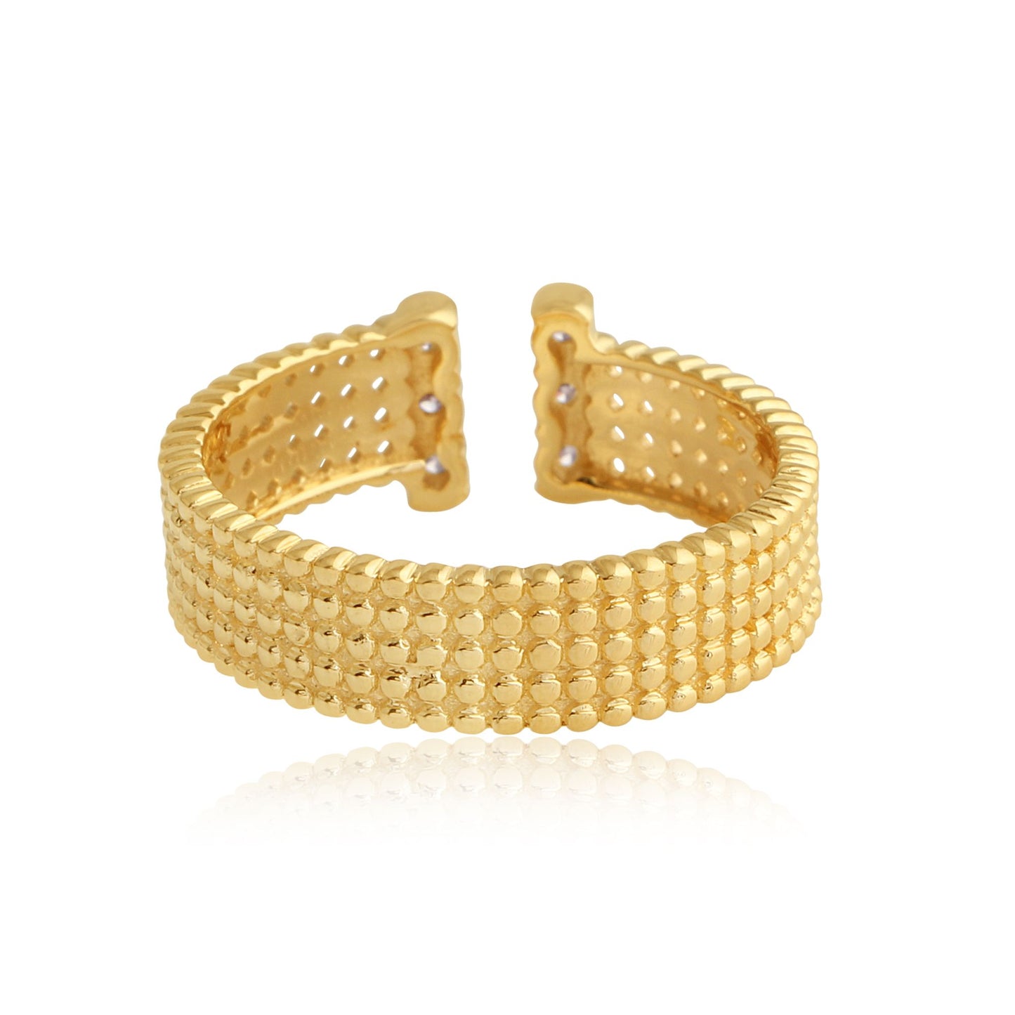 0.17 TCW Solid 18Kt Yellow Gold SI Clarity HI Color Diamond Bubble Band Cuff Ring Best Jewelry in India