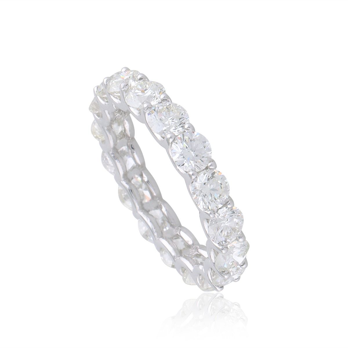 Solid 18Kt White Gold 4.02 TCW SI Clarity HI Color Diamond Promise Eternity Ring