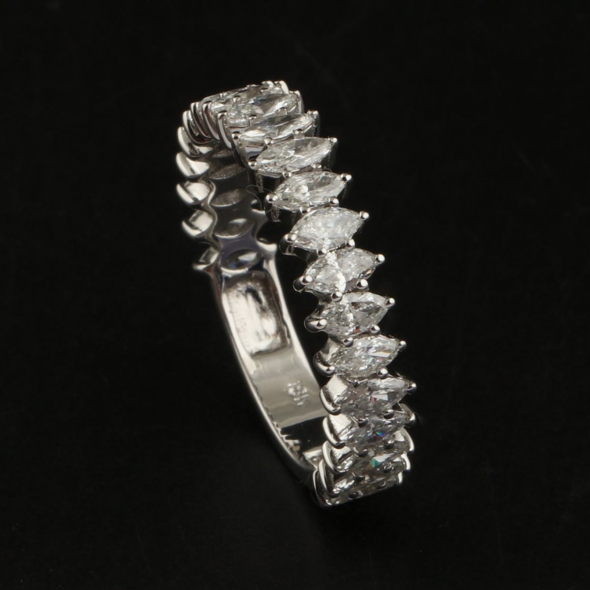 1.35 TCW Solid 18Kt White Gold SI Clarity HI Color Diamond Proposal Half Eternity Ring