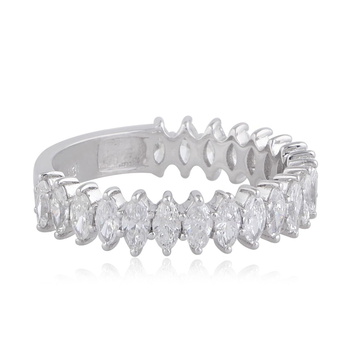 1.35 TCW Solid 18Kt White Gold SI Clarity HI Color Diamond Proposal Half Eternity Ring