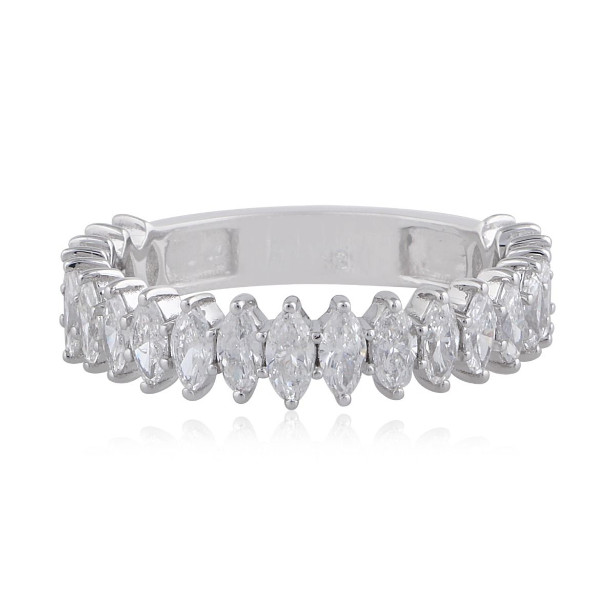 1.35 TCW Solid 18Kt White Gold SI Clarity HI Color Diamond Proposal Half Eternity Ring