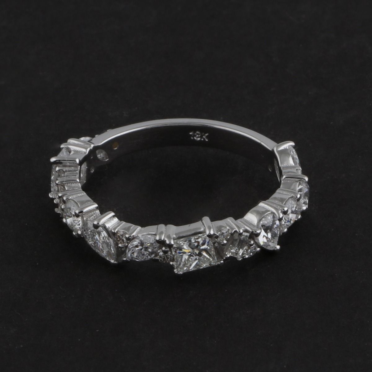 1.45 TCW Solid 18 Kt White Gold SI Clarity HI Color Diamond Promise Half Eternity Ring