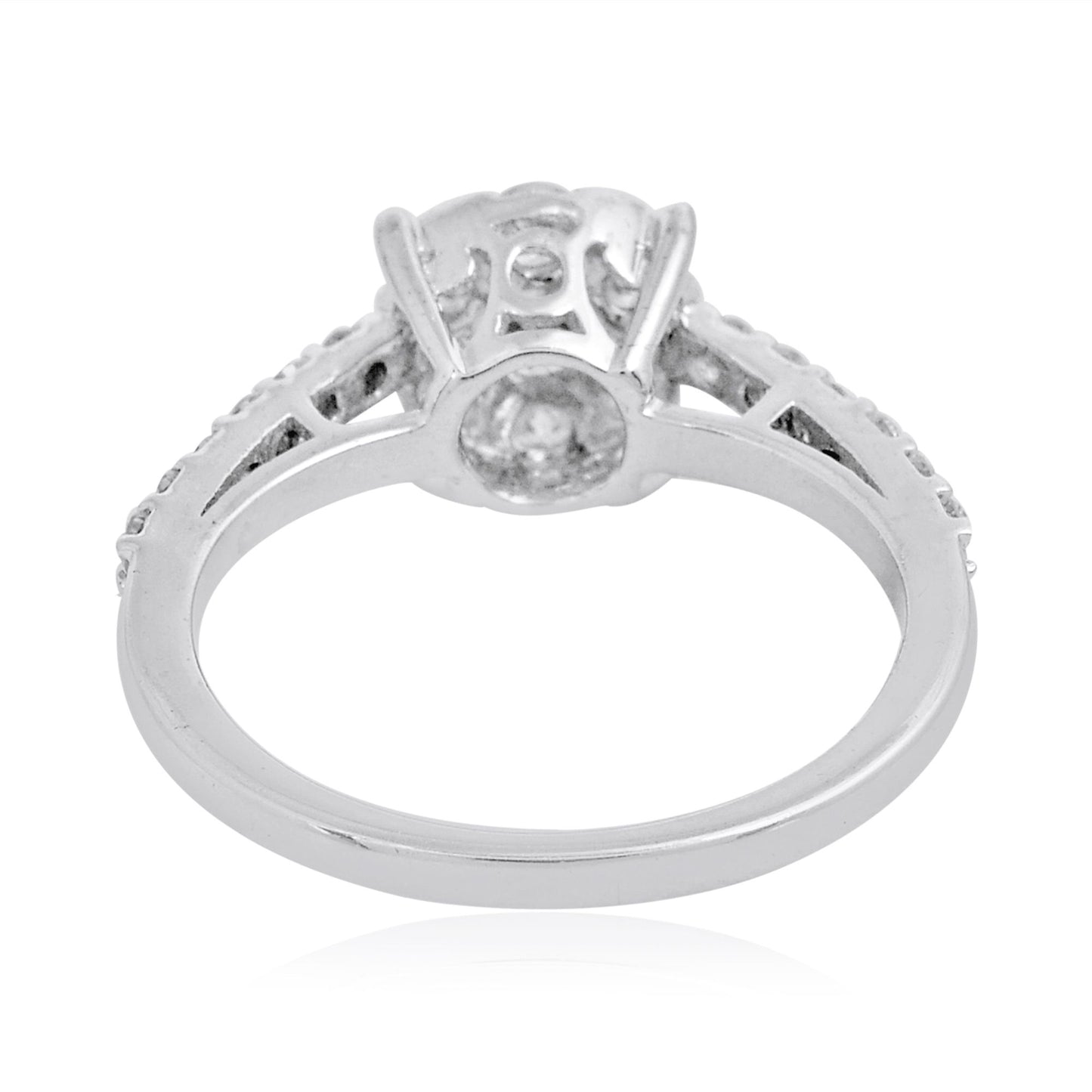 0.95 TCW Solid 18 Kt White Gold SI Clarity HI Color Diamond Proposal Halo Engagement Ring