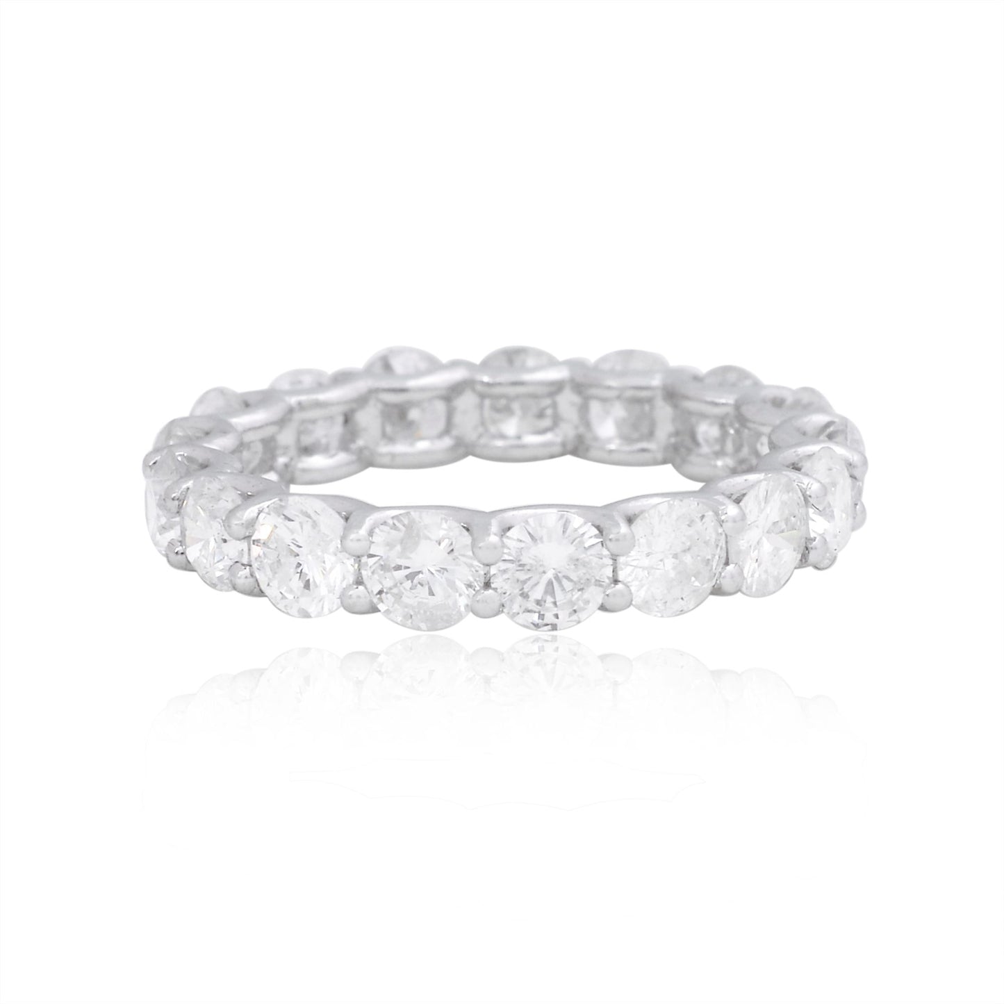 4.05 TCW Solid 18 Kt White Gold SI Clarity HI Color Diamond Proposal Eternity Band Ring