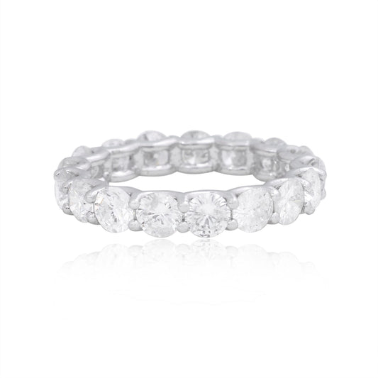 4.05 TCW Solid 18 Kt White Gold SI Clarity HI Color Diamond Proposal Eternity Band Ring