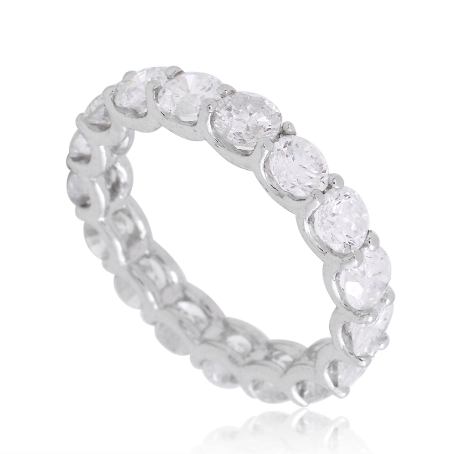 4.05 TCW Solid 18 Kt White Gold SI Clarity HI Color Diamond Proposal Eternity Band Ring