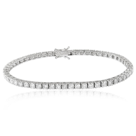 5.6 TCW Solid 10 Kt White Gold SI Clarity HI Color Diamond Dainty Tennis Bracelet