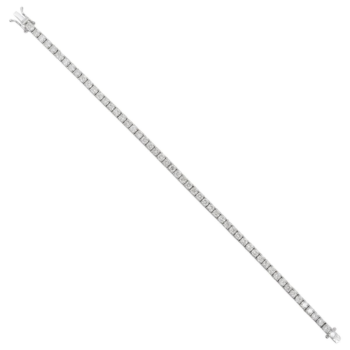 5.6 TCW Solid 10 Kt White Gold SI Clarity HI Color Diamond Dainty Tennis Bracelet