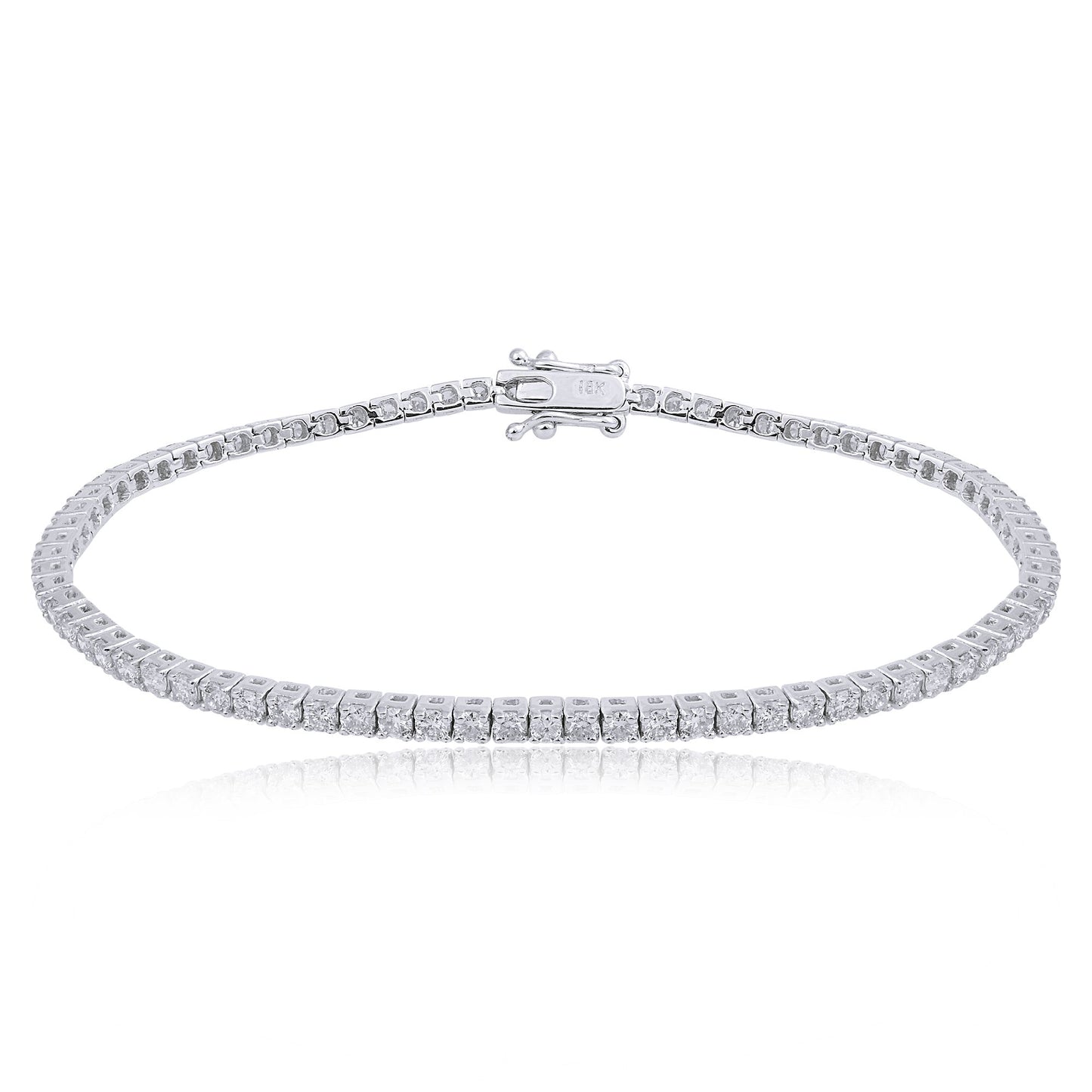 2.6 TCW Solid 10 Kt White Gold SI Clarity HI Color Diamond Dainty Bracelet