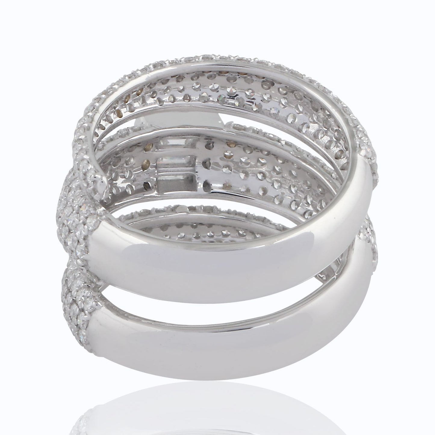 2.70 TCW HI/SI Baguette Diamond Pave Wrap Ring 18K White Gold Handmade Jewelry