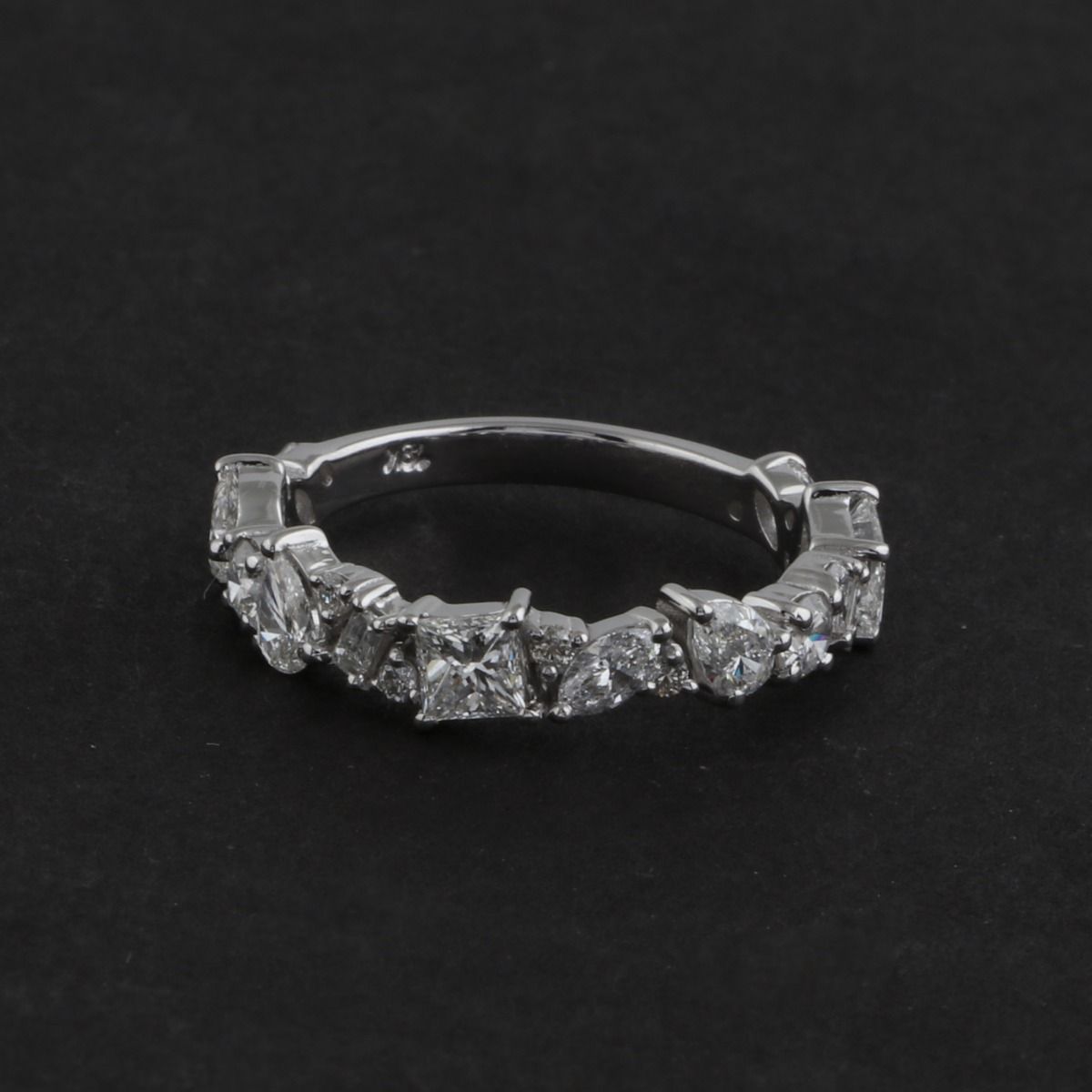 1.45 TCW Solid 18 Kt White Gold SI Clarity HI Color Diamond Proposal Half Eternity Ring