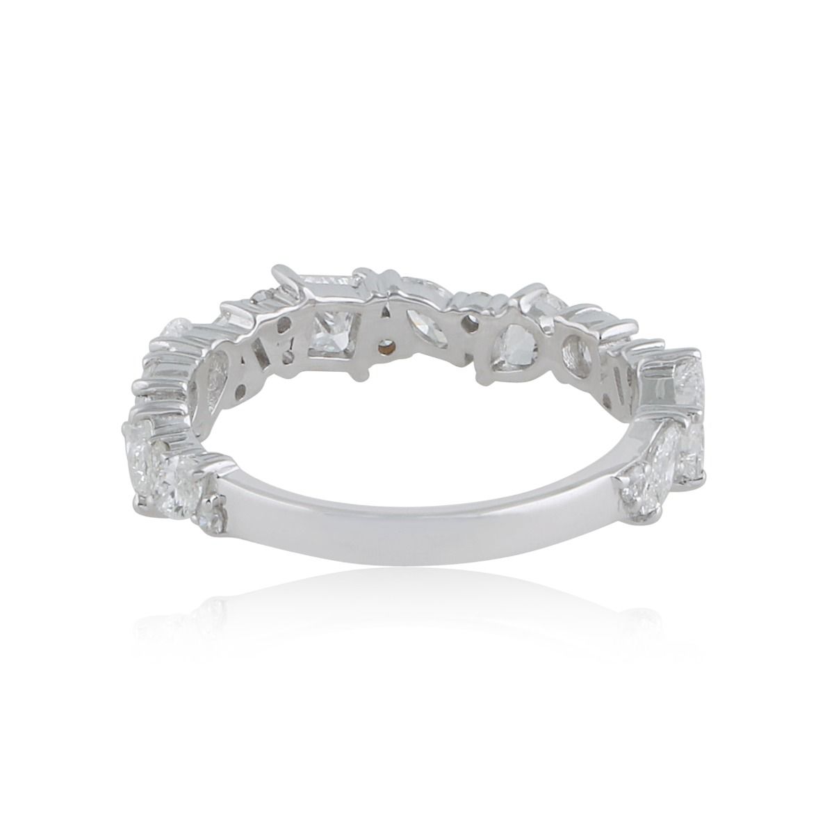 1.45 TCW Solid 18 Kt White Gold SI Clarity HI Color Diamond Proposal Half Eternity Ring