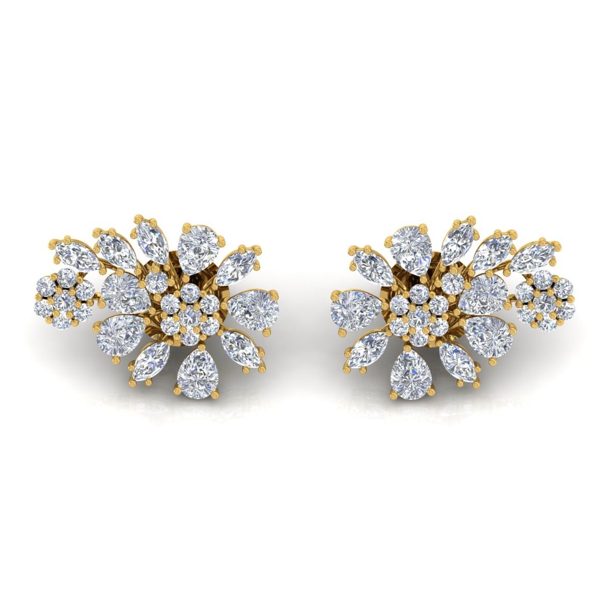 Marquise Shaped SI Clarity HI Color Diamond 2.7 TCW Solid 18 Kt Gold Handmade Earrings