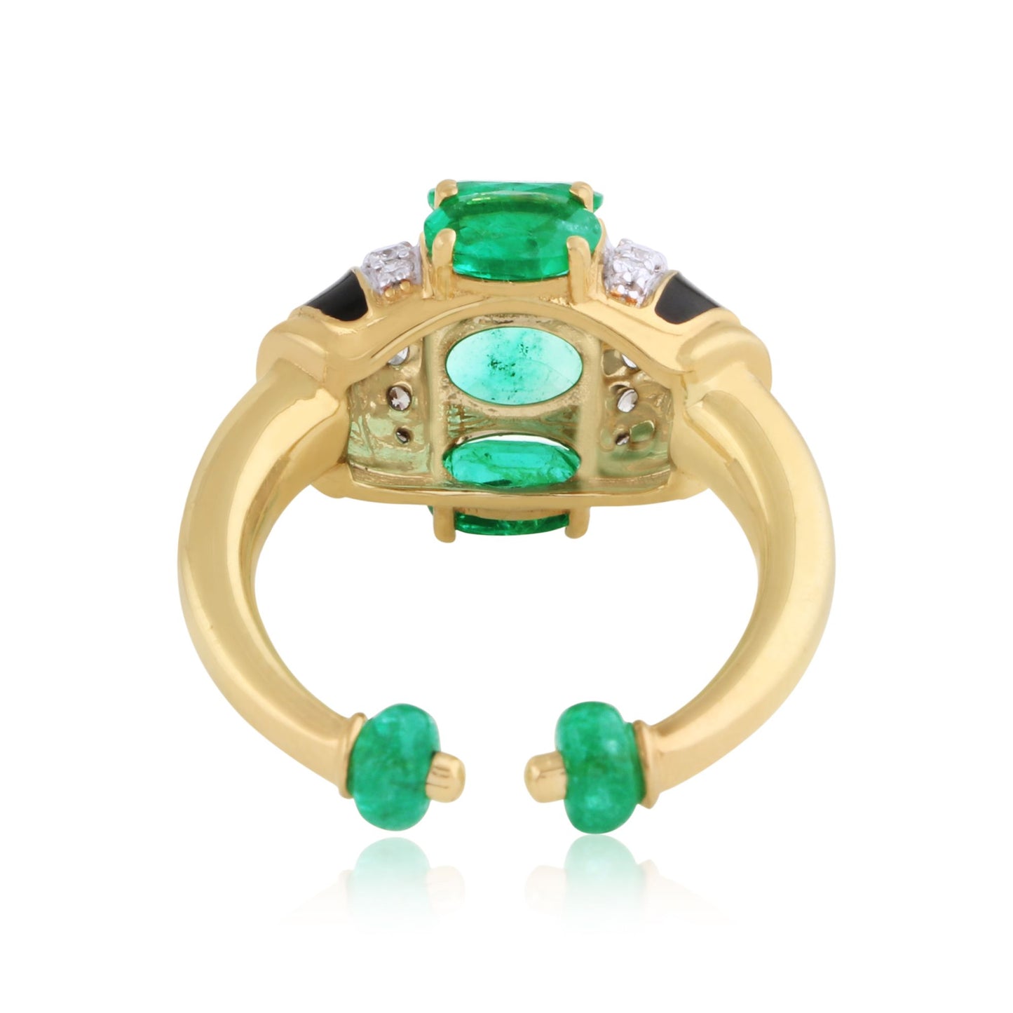 Solid 18Kt Yellow Gold SI Clarity HI Color Diamond Oval Emerald Designer Ring