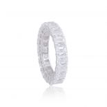 5.15 TCW Solid 18Kt White Gold SI Clarity HI Color Emerald Cut Diamond Eternity Band Ring Gold Shop Indian Jewelry