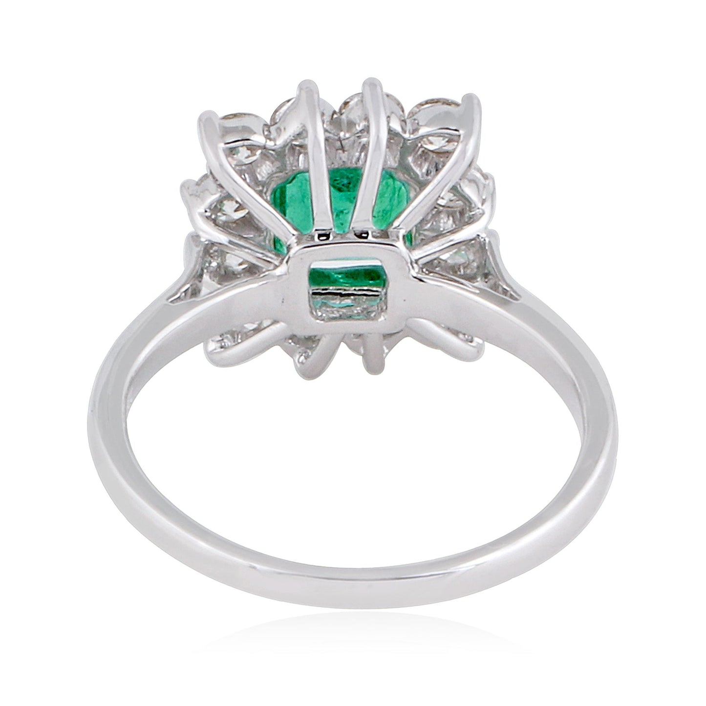 Genuine Emerald Solid 10Kt White Gold SI Clarity HI Color Diamond Proposal Ring