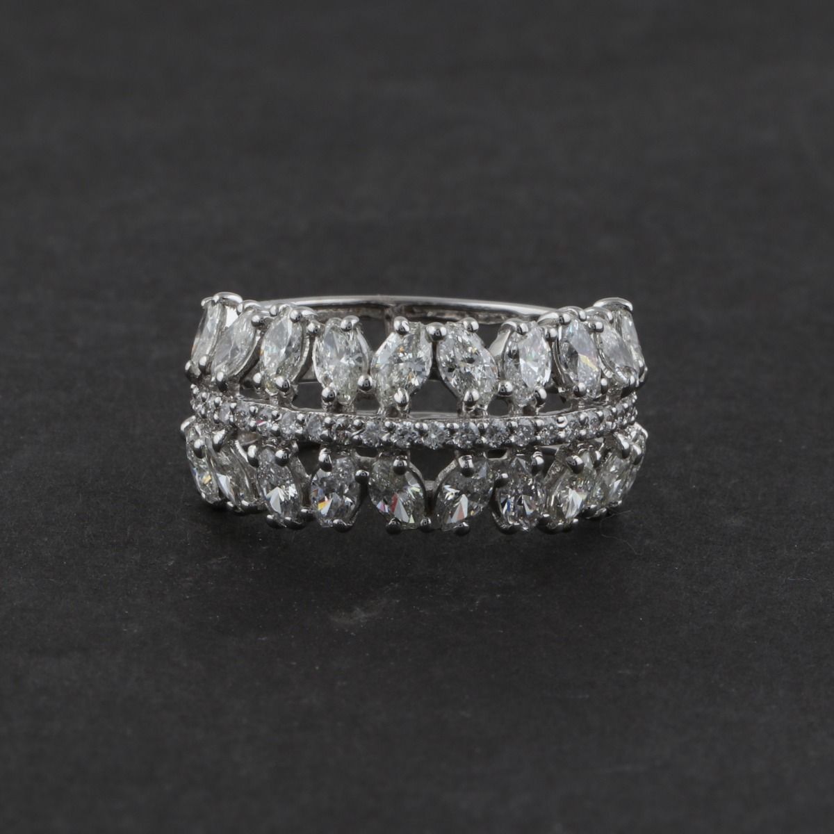 2.1 TCW Solid 18Kt White Gold SI Clarity HI Color Diamond Promise Eternity Band Ring