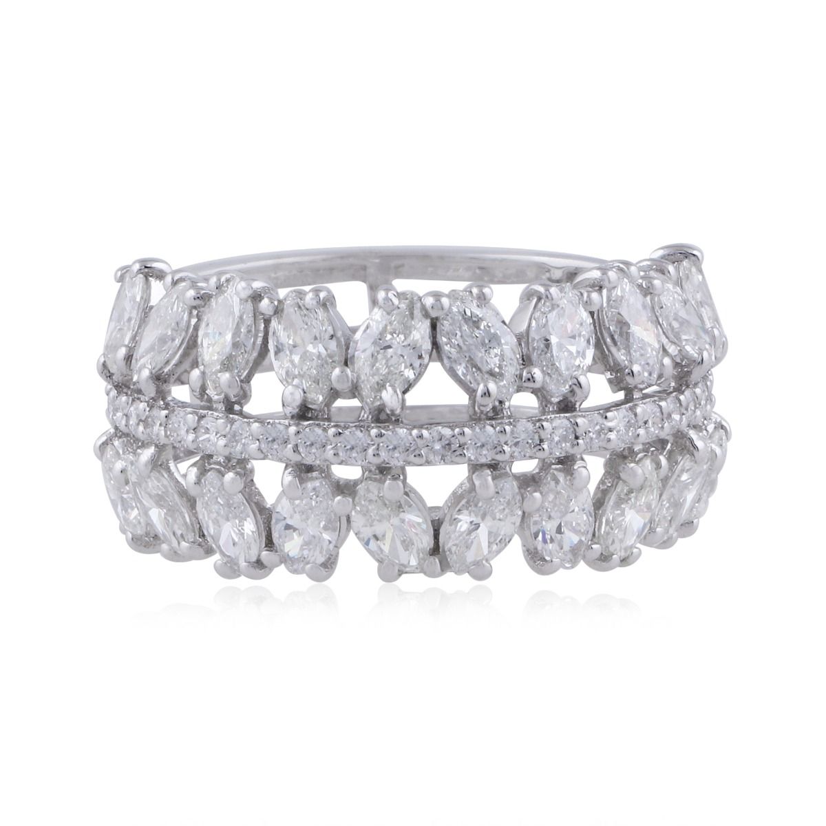 2.1 TCW Solid 18Kt White Gold SI Clarity HI Color Diamond Promise Eternity Band Ring
