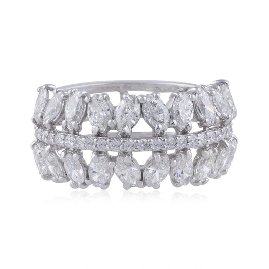 2.1 TCW Solid 18Kt White Gold SI Clarity HI Color Diamond Promise Eternity Band Ring