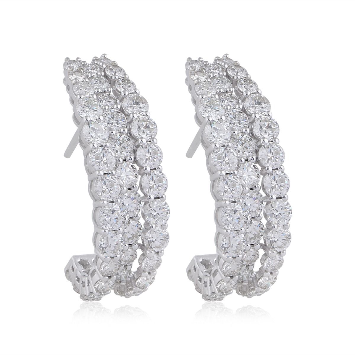 8.6 TCW Solid 18 Kt White Gold SI Clarity HI Color Diamond Fine Designer Earrings