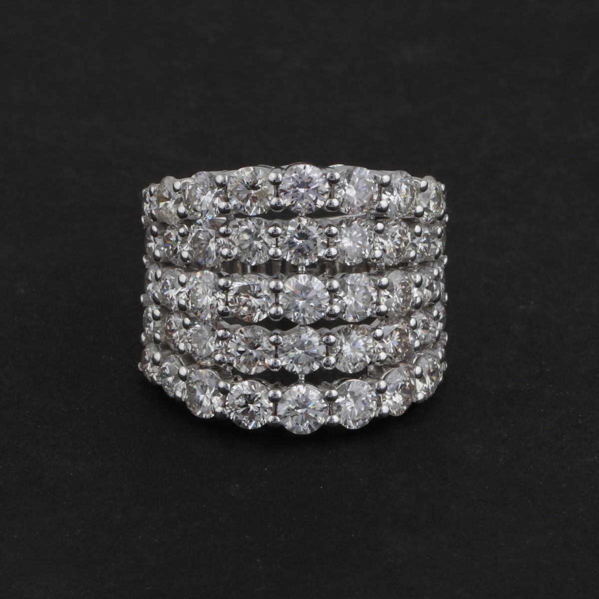 5.4 TCW Solid 18 Kt White Gold SI Clarity HI Color Diamond Promise Designer Ring