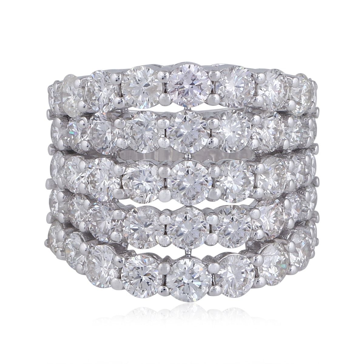 5.4 TCW Solid 18 Kt White Gold SI Clarity HI Color Diamond Promise Designer Ring