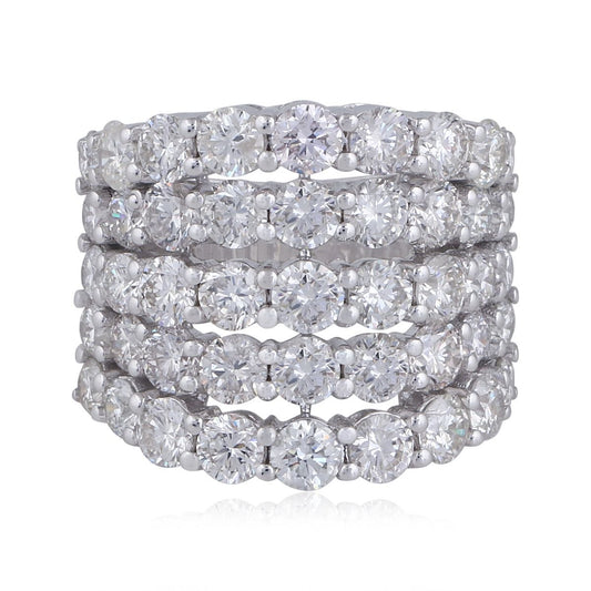 5.4 TCW Solid 18 Kt White Gold SI Clarity HI Color Diamond Promise Designer Ring