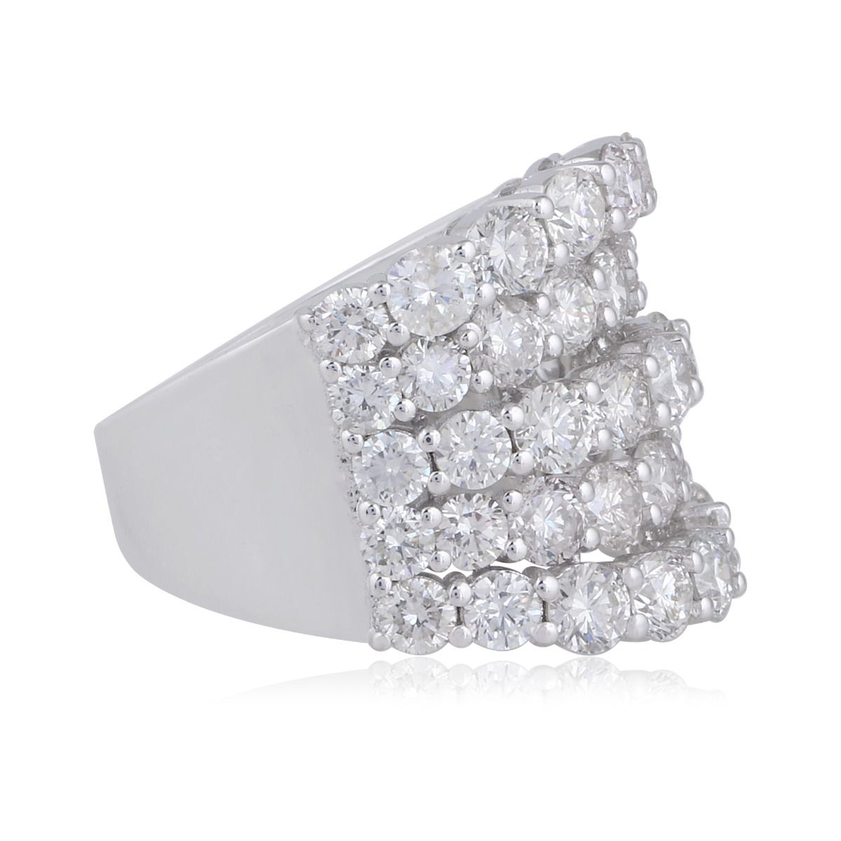 5.4 TCW Solid 18 Kt White Gold SI Clarity HI Color Diamond Promise Designer Ring