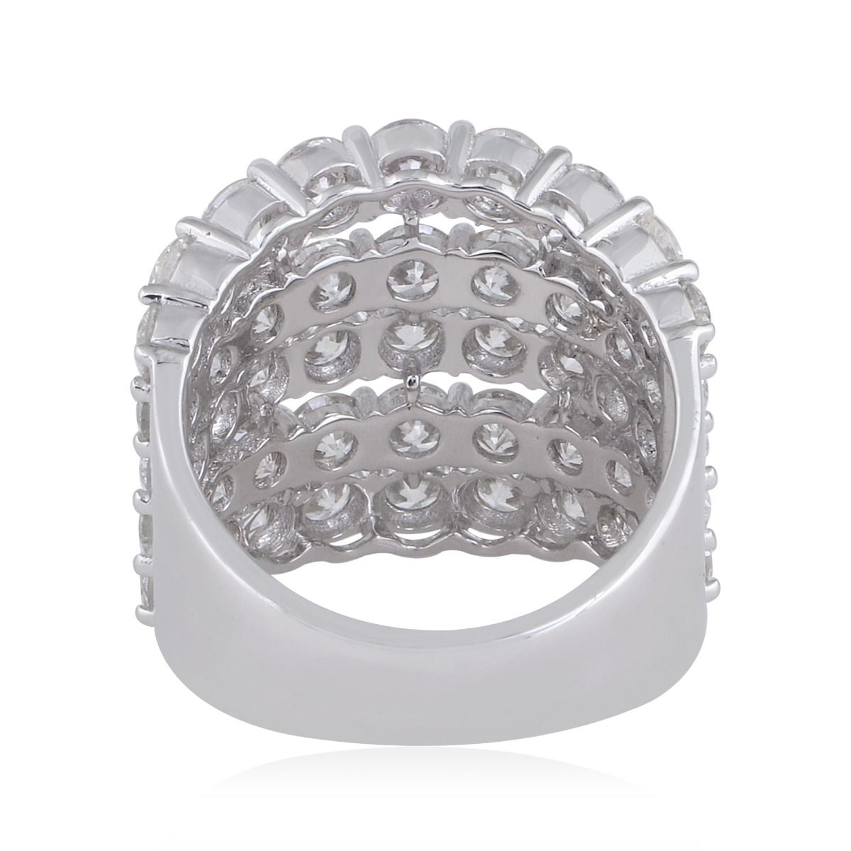 5.4 TCW Solid 18 Kt White Gold SI Clarity HI Color Diamond Promise Designer Ring