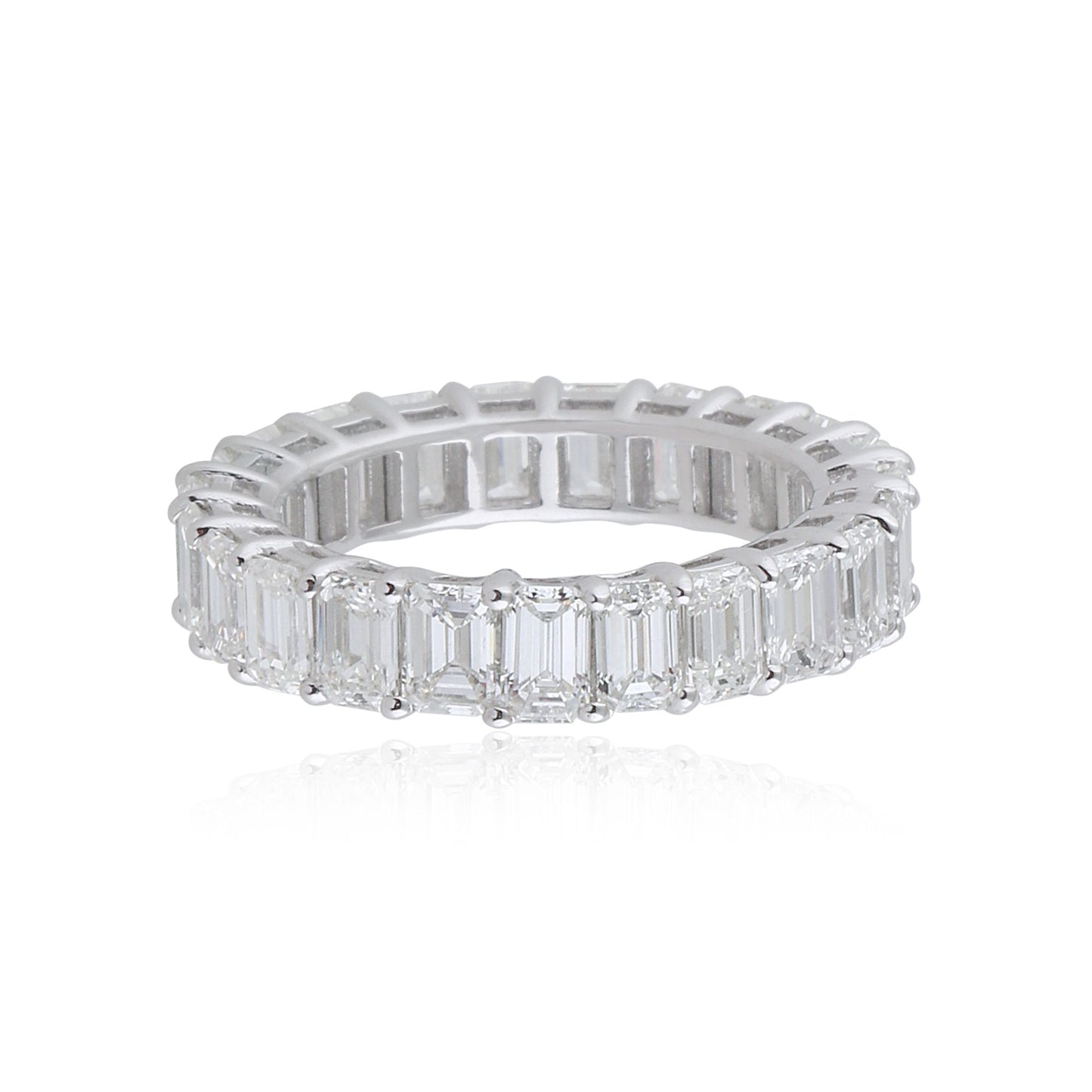 4.55 TCW Solid 18 Kt White Gold SI Clarity HI Color Diamond Promise Eternity Ring