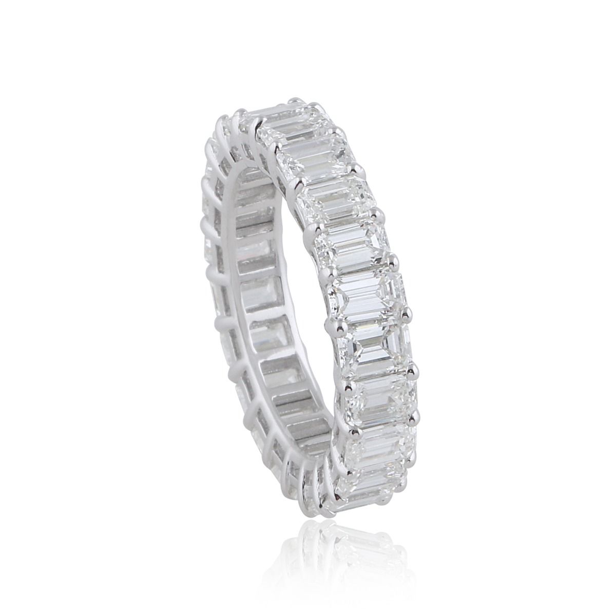 4.55 TCW Solid 18 Kt White Gold SI Clarity HI Color Diamond Promise Eternity Ring