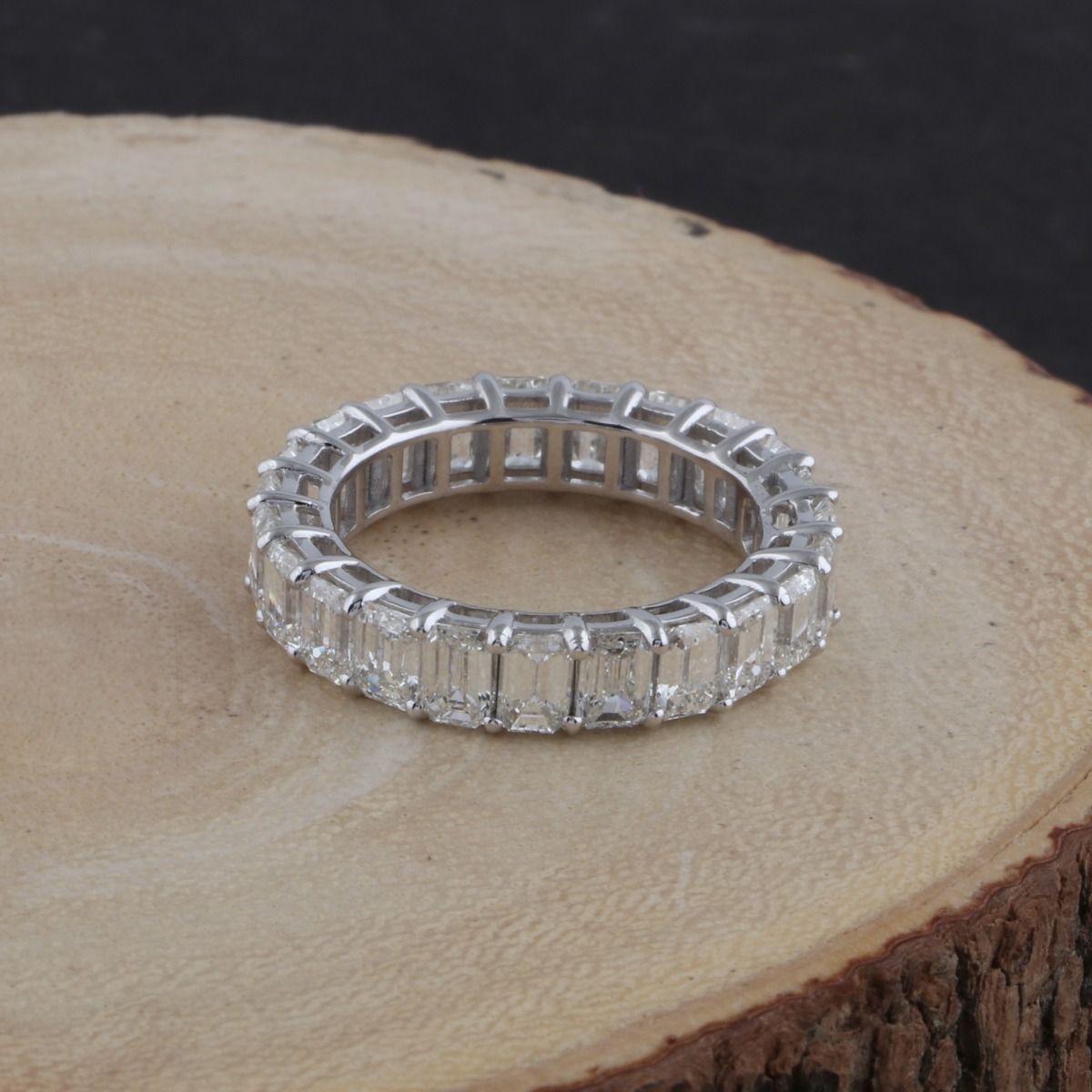 4.55 TCW Solid 18 Kt White Gold SI Clarity HI Color Diamond Promise Eternity Ring