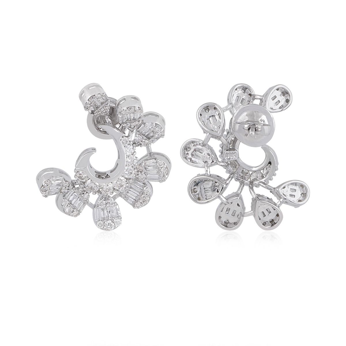 2.6 TCW Solid 18 Kt White Gold SI Clarity HI Color Diamond Fine Stud Earrings